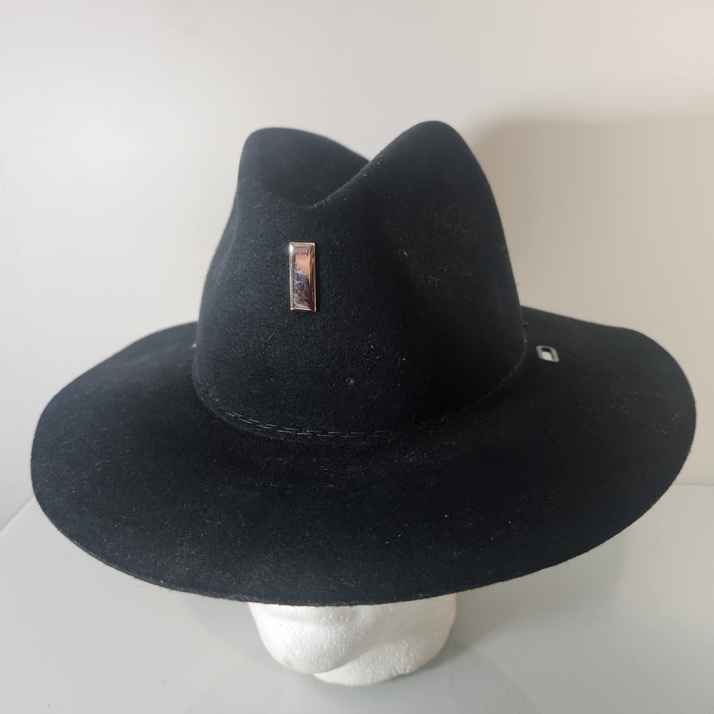 John B Stetson 100% Wool Black Cowboy Hat Size 6 7/8 Made in USA